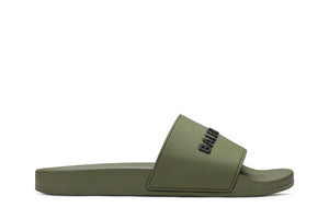 Balenciaga Pool Slides Khaki Black 3D Logo