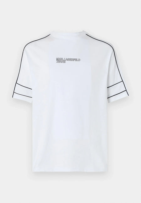 Karl Lagerfeld Jeans RELAXED PIPING TEE - Print T-shirt - white