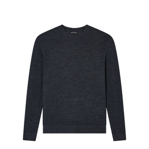 Dark Grey Textured Knit Round Neck Long Sleeve Top