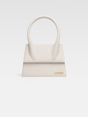 Jacquemus The Large Chiquito Linen Structured Bag Light Greige