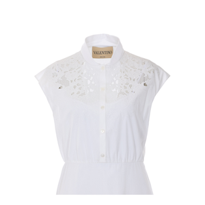 Embroidered Poplin Midi Dress - White