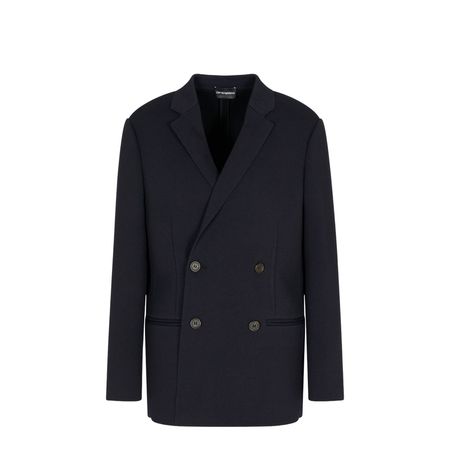 Double-breasted Blazer in a Plain-Knit Wool Blend