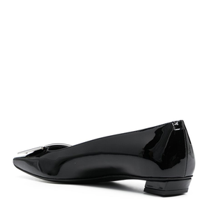Black Patent Leather Low Block Heel
