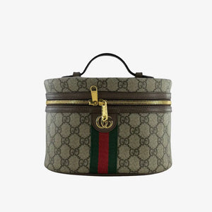 C571 - Gucci Brown Canvas Monogram Vanity Case
