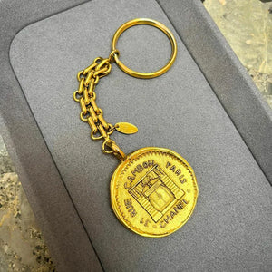 JX975 - CHANEL Vintage Gold Cambon Logo Key Ring
