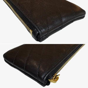 C612 - YSL Black Leather Zipped Coin Purse