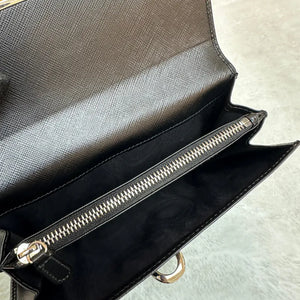 JC203 - SALVATORE FERRAGAMO Calfskin Black Long Wallet