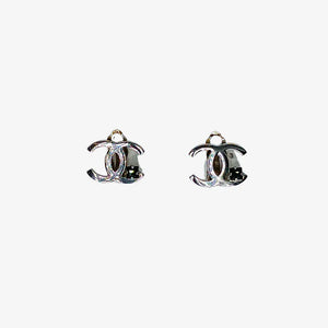 RC334 - CHANEL CC Logo With Black Crystal Earrings