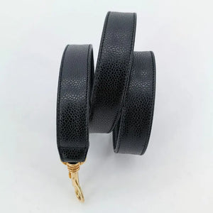 JR289 - CHANEL Vintage Black Caviar Leather Chevron Cosmetic Bag