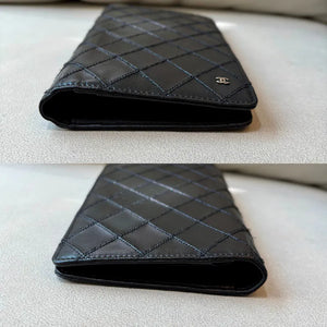 JW406 - CHANEL Vintage Black Lambskin Long Wallet