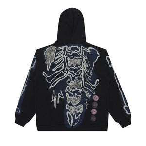 Travis Scott Cactus Jack For Fragment Skeleton Graffiti Full Zip Hoodie