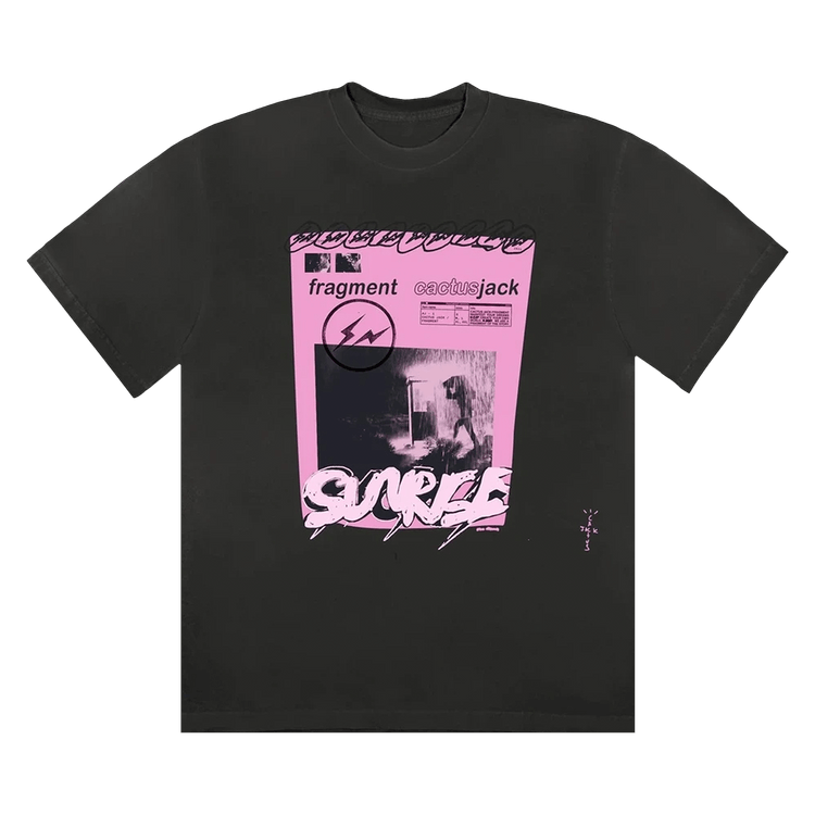 Cactus Jack by Travis Scott For Fragment Pink Sunrise T-Shirt Black