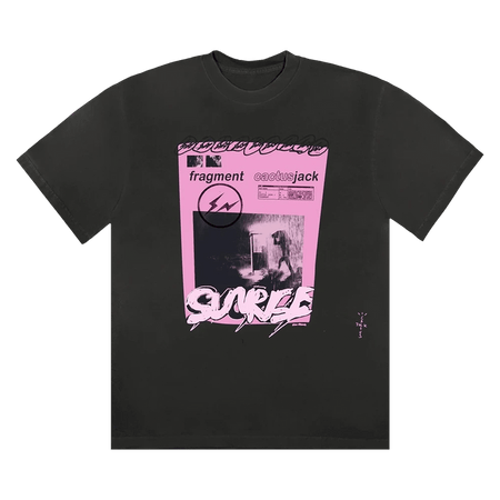 Cactus Jack by Travis Scott For Fragment Pink Sunrise T-Shirt Black