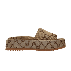 Gucci Wmns GG Lame Platform Slide Sandal 'Camel Monogram'