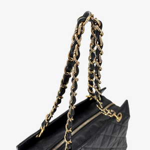 CS001 - CHANEL Vintage Black Caviar Leather PTT Tote Bag