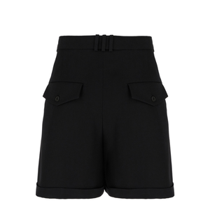 Pleated Gabardine Shorts - Black