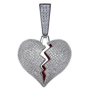 BROKEN HEART ICED OUT PENDANT (SILVER)