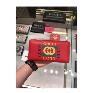 Red Printed Zipper Wallet