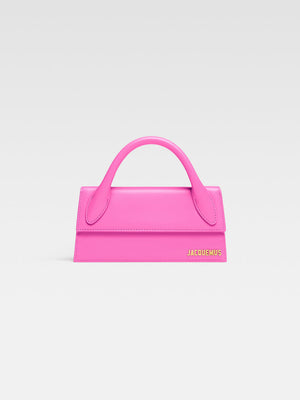 Jacquemus The Long Chiquito Smooth Leather Structured Bag Neon Pink