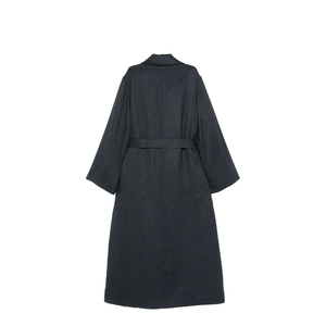 Blue Striped Pattern Belted Waist Jacket