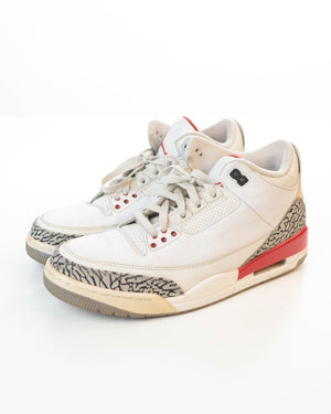 Nike Air Jordan 3 Retro Summit White/Fire Red -Black-Cement Grey (UK 9)