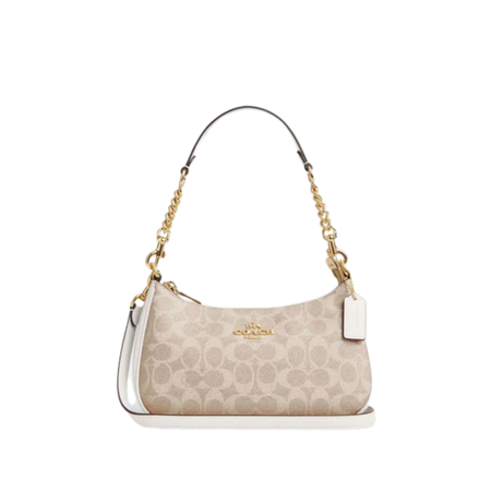 Coach Teri Shoulder Bag In Signature Canvas Gold Sand Chalk