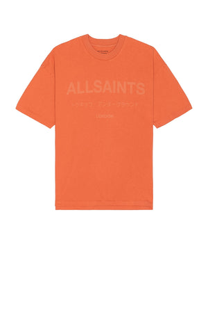 ALL SAINTS LASER SS CREW SUNTBURN ORANGE TSHIRT