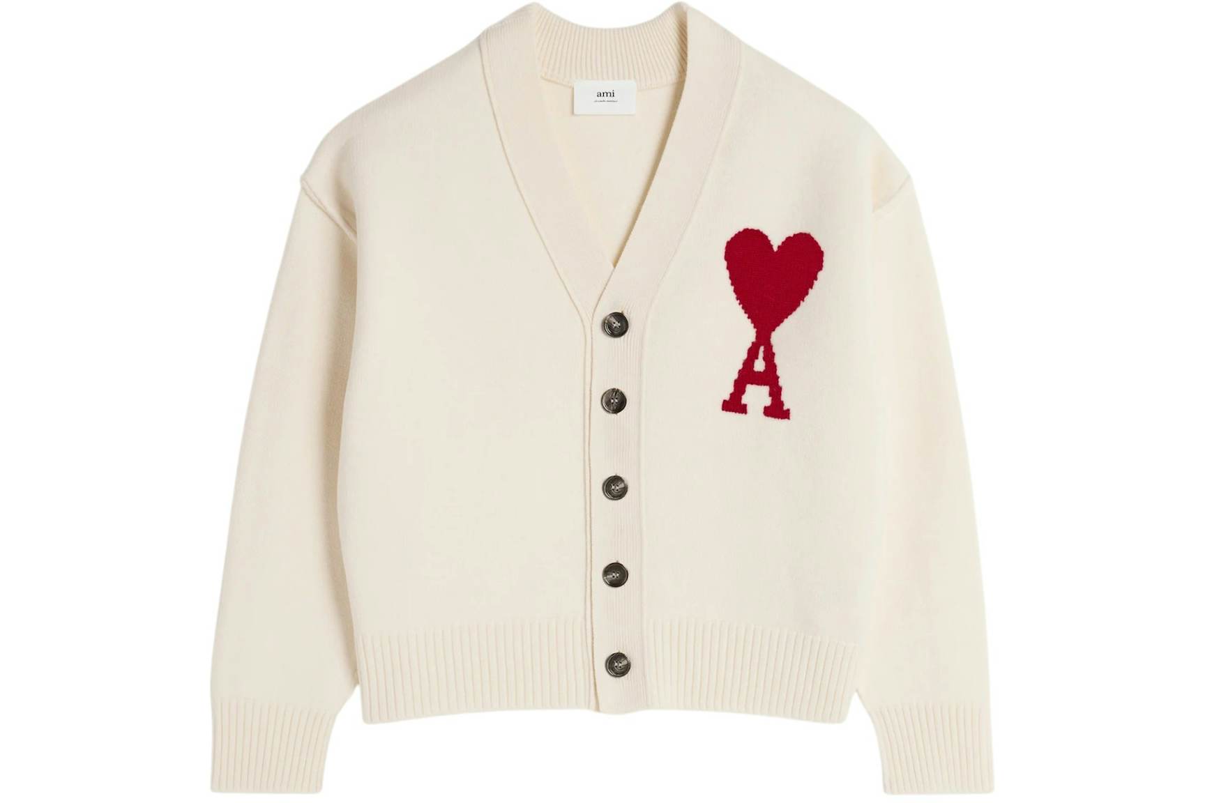 Ami Paris de Coeur Sweater Off White/Red