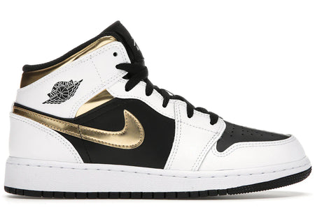 Jordan 1 Mid White Gold Black GS