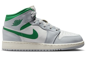 Jordan 1 Mid White Pure Platinum Pine Green (GS)
