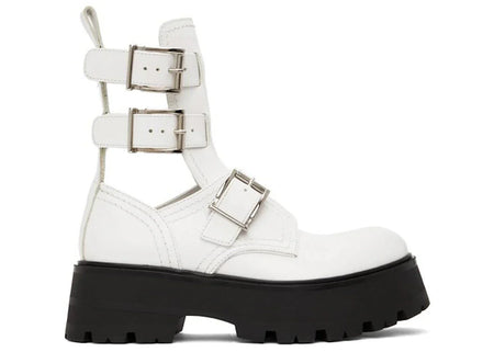 Alexander Mcqueen Buckle Fastening Ankle Boots White Black (Women'S)
