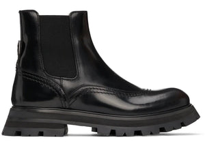 Alexander Mcqueen Leather Brogue Boot Black Natural (Women'S)