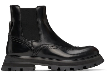 Alexander Mcqueen Leather Brogue Boot Black Natural (Women'S)