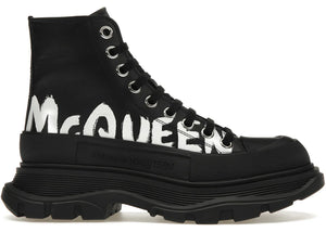 Alexander Mcqueen Tread Slick Boot Polyfaille Graffiti Black White (Women'S)