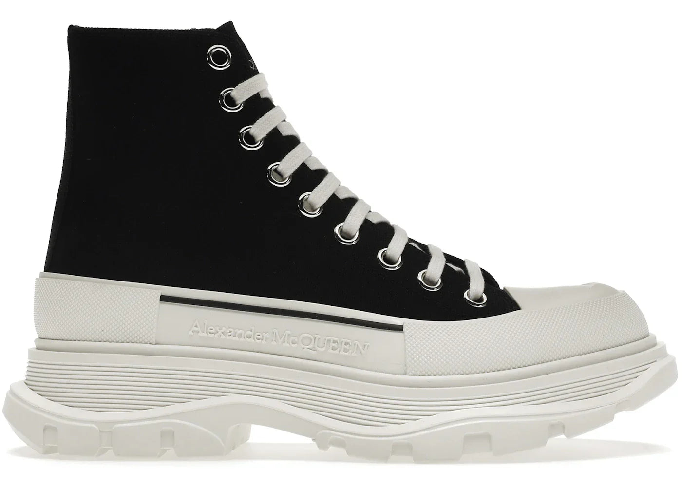 Alexander Mcqueen Tread Slick Lace Up Boot Black White