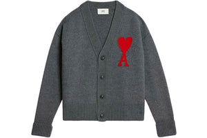 Ami Paris Ami De Coeur Cardigan Dark Grey