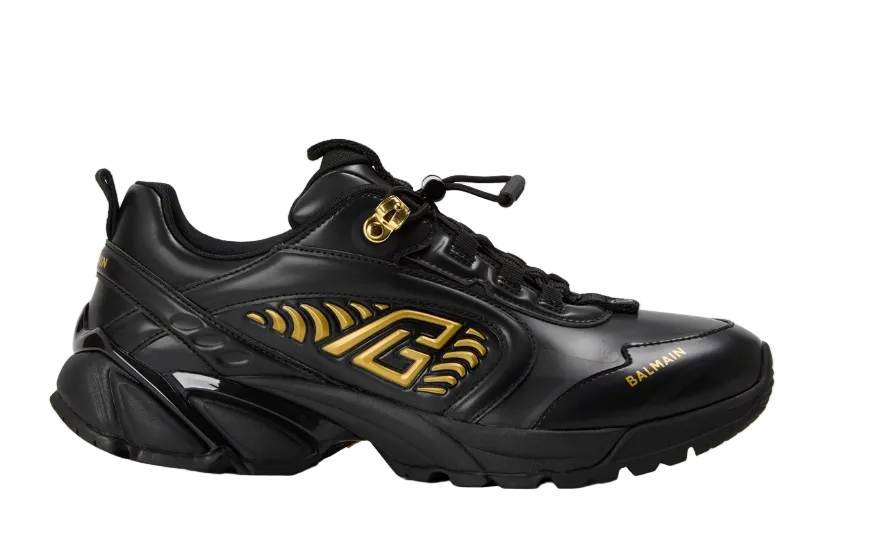 BALMAIN Men's Cosmic Dust Low-Top Trainers ' Black/Gold'