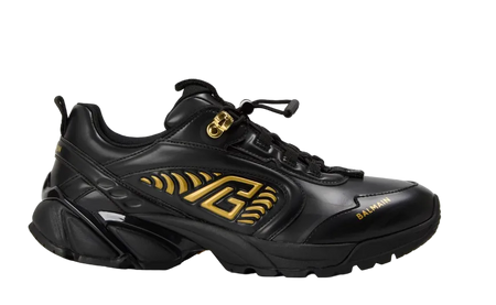 BALMAIN Men's Cosmic Dust Low-Top Trainers ' Black/Gold'
