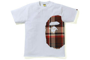BAPE Check Side Big Ape Head T-Shirt White/Red