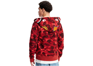 Bape Color Camo Shark Full Zip Hoodie Red