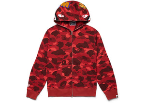Bape Color Camo Shark Full Zip Hoodie Red