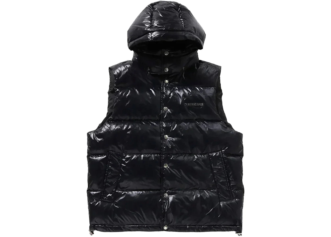 Bape Line Camo Debossed Nylon Down Vest Black