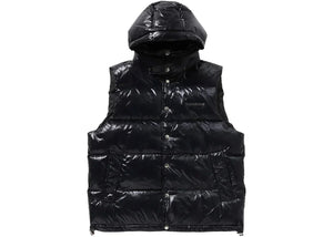 Bape Line Camo Debossed Nylon Down Vest Black
