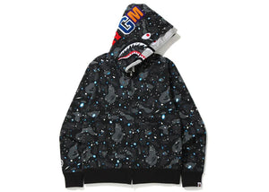 Bape Space Camo Shark Full Zip Double Hoodie Black Multi