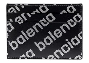 Balenciaga Allover Logo Print Cardholder Black/Silver-tone
