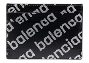 Balenciaga Allover Logo Print Cardholder Black/Silver-tone