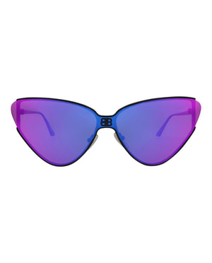 Balenciaga Cat Eye-Frame Metal Sunglasses Black/Black/Violet (BB0191S-30011959-003)