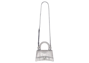 Balenciaga Hourglass Handbag XS Rhinestone Grey