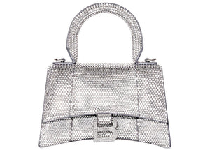 Balenciaga Hourglass Handbag XS Rhinestone Grey