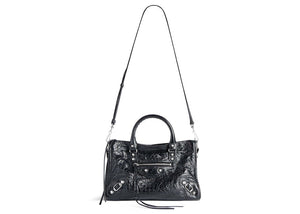 Balenciaga Le City Small Bag In Black Arena Lambskin Shiny Silver Hardware Black (8114422Aa9S1000)
